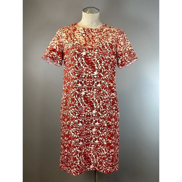 Max Mara Floral Canvas Shift Dress in Red Size 8 - Picture 1 of 5